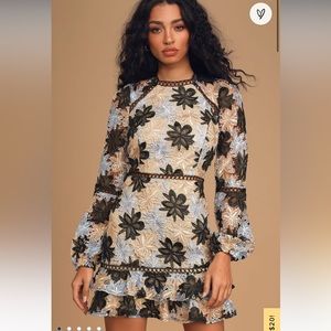 Come To The Party Cream Floral Crochet Lace Ruffled Mini Dress by Lulu’s